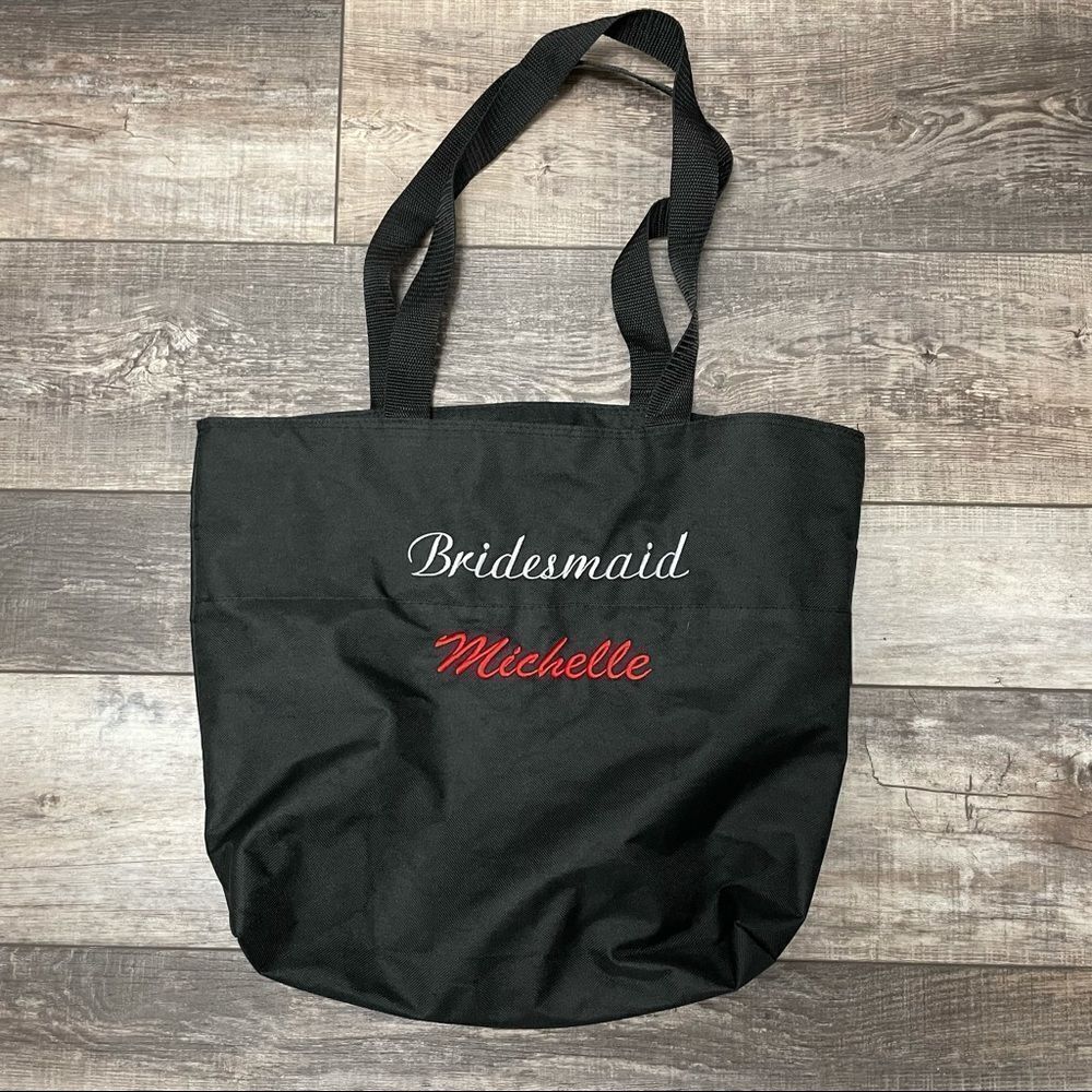 Toppers Bridesmaid Michelle Black Red and White Tote Bag